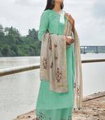 Cool bemberg cotton green printed salwar suit with mask