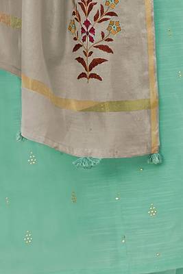 Cool bemberg cotton green printed salwar suit with mask 3