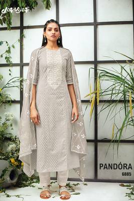 Best pure cotton grey printed salwar suit dupatta 1