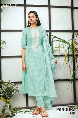 Likeable pure cotton green printed salwar suit dupatta 1