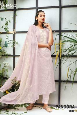 Super pure cotton violet printed salwar suit dupatta 1