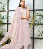 Super pure cotton violet printed salwar suit dupatta