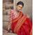 Red printed cotton silk saree with blouse