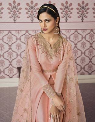 Peach embroidered silk salwar 2