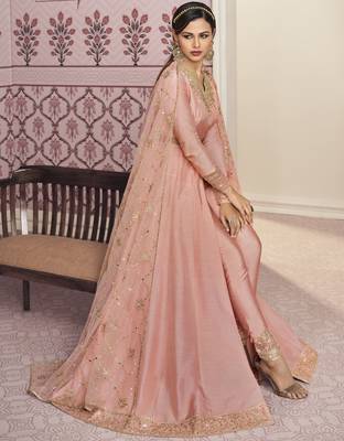 Peach embroidered silk salwar 3