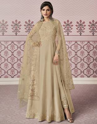 Light-brown embroidered silk salwar 1