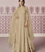 Light-brown embroidered silk salwar