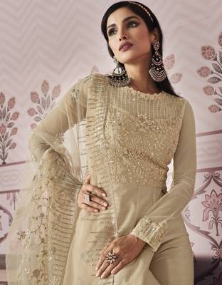 Light-brown embroidered silk salwar 2