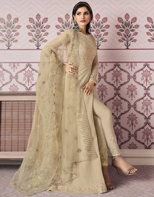 Light-brown embroidered silk salwar 3