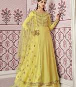 Yellow embroidered silk salwar