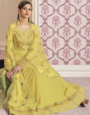 Yellow embroidered silk salwar 2
