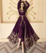 Wine embroidered georgette salwar