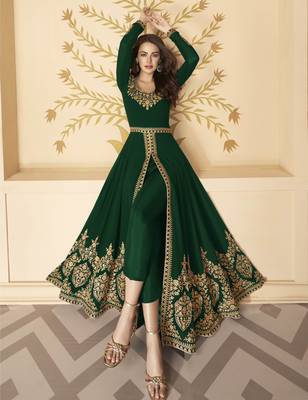Green embroidered georgette salwar 1