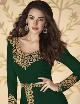 Green embroidered georgette salwar 2