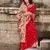 Red woven banarasi silk saree with blouse