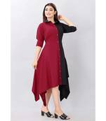 Red Color Solid Crepe Styles Kurti.