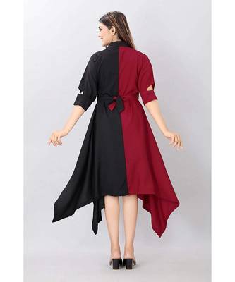 Red Color Solid Crepe Styles Kurti. 2