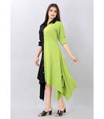 Green Color Solid Crepe Styles Kurti.
