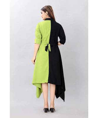 Green Color Solid Crepe Styles Kurti. 4