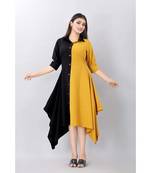 Yellow Color Solid Crepe Styles Kurti.