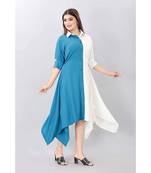 Blue Color Solid Crepe Styles Kurti.
