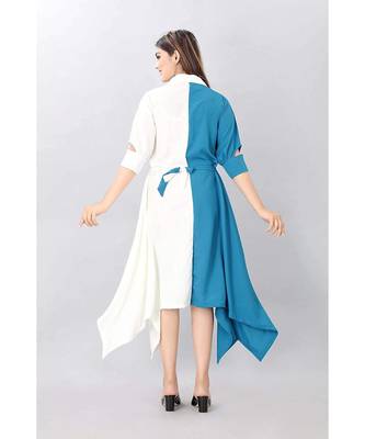 Blue Color Solid Crepe Styles Kurti. 3