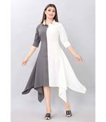 Grey Color Solid Crepe Styles Kurti.
