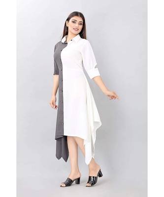 Grey Color Solid Crepe Styles Kurti. 2
