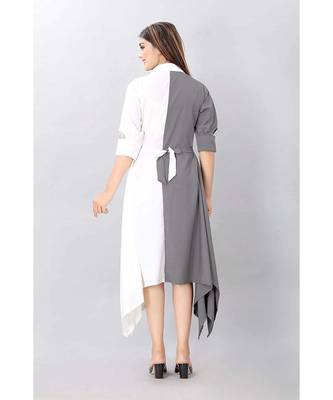 Grey Color Solid Crepe Styles Kurti. 4