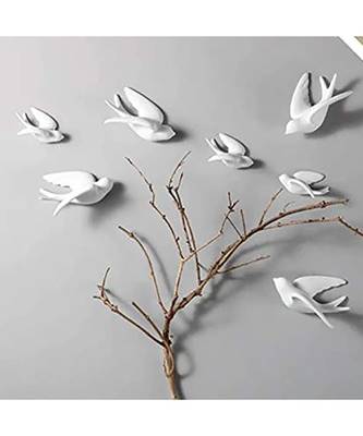 Handcrafted PolyResin Wall Hanging Set of 7 White Flying Birds Decoration Crafts Ornament for Home Decor 2