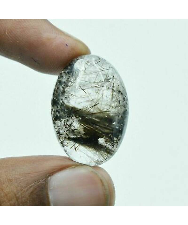 13.5 Ct. Natural Black Rulite Gemstone Cabochon Quartz Healing Crystal R29071