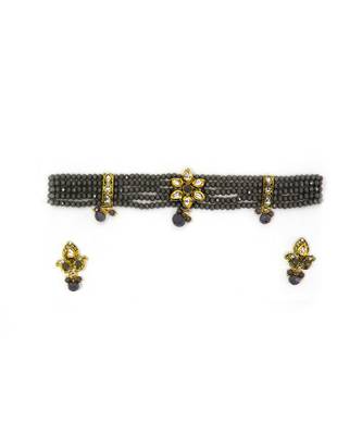 Beautiful Gray Beads Choker Set 1