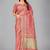 Pink woven silk saree with blouse