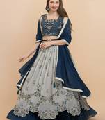 Grey embroidered georgette stitched lehenga