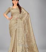 Beige woven silk saree with blouse