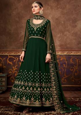 Green embroidered georgette salwar 1