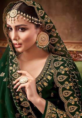 Green embroidered georgette salwar 2