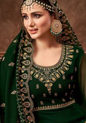 Green embroidered georgette salwar 3
