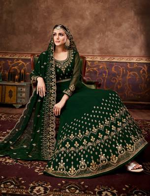 Green embroidered georgette salwar 4