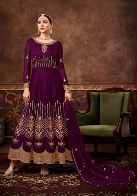 Purple embroidered georgette salwar 1