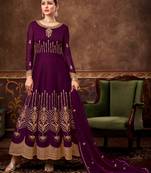 Purple embroidered georgette salwar