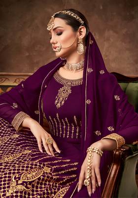 Purple embroidered georgette salwar 2