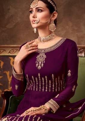 Purple embroidered georgette salwar 3