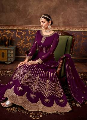 Purple embroidered georgette salwar 4