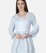 Seva Chikan Hand Embroidered Blue Cotton Lucknowi Chikankari Top