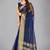 Navy blue woven silk saree with blouse
