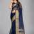 Navy blue woven silk saree with blouse