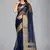 Navy blue woven silk saree with blouse