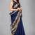 Navy blue woven silk saree with blouse