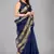 Navy blue woven silk saree with blouse